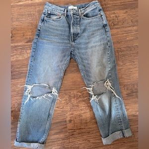 TOPSHOP - Double ripped knee - Non-stretch Dad jean